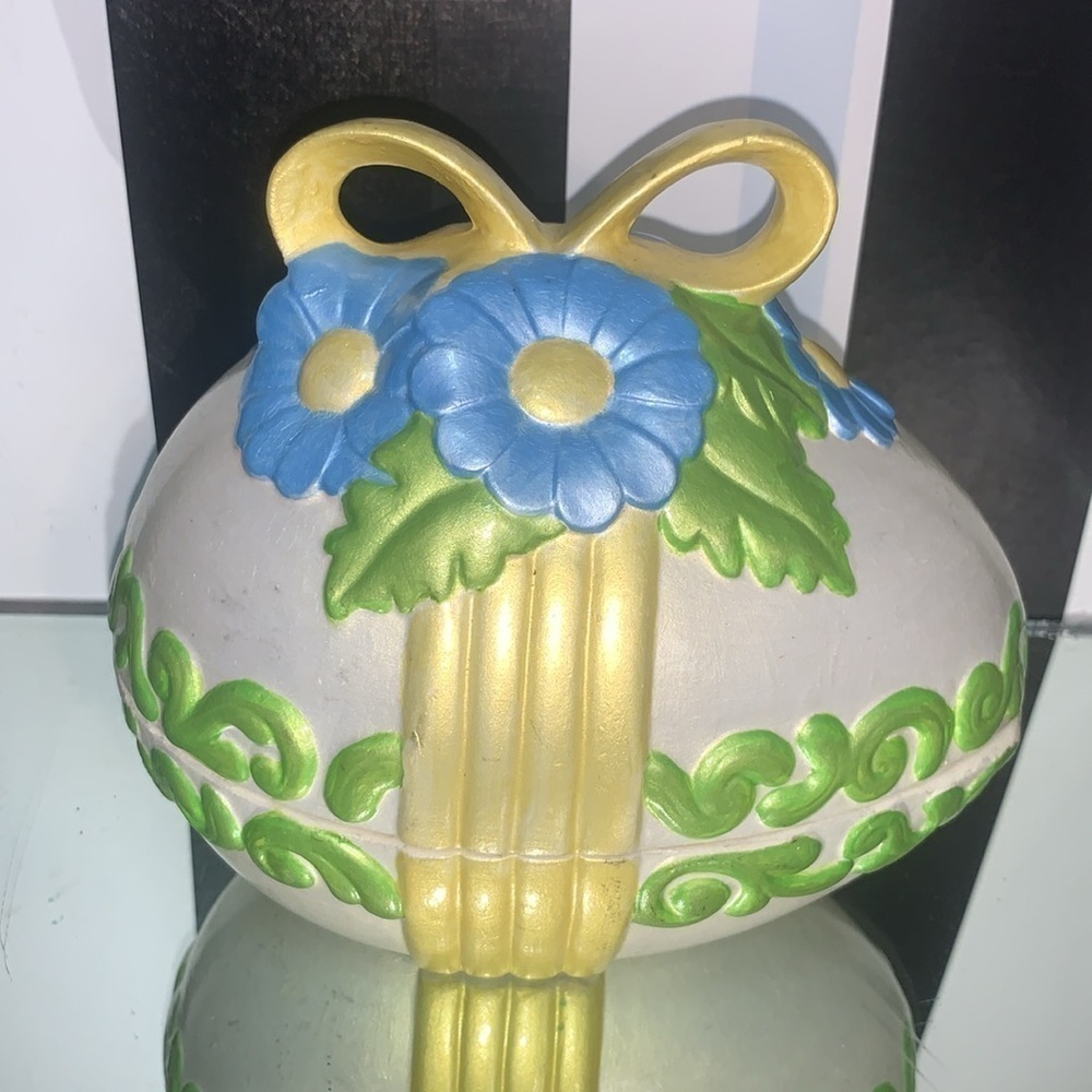Vintage Hand Painted Ceramic Easter Egg Trinket or Candy Dish Spring Home Decor - Picture 12 of 12